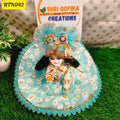 Sky Blue Floral Beads Zari Poshak for Laddu Gopal | RTN042