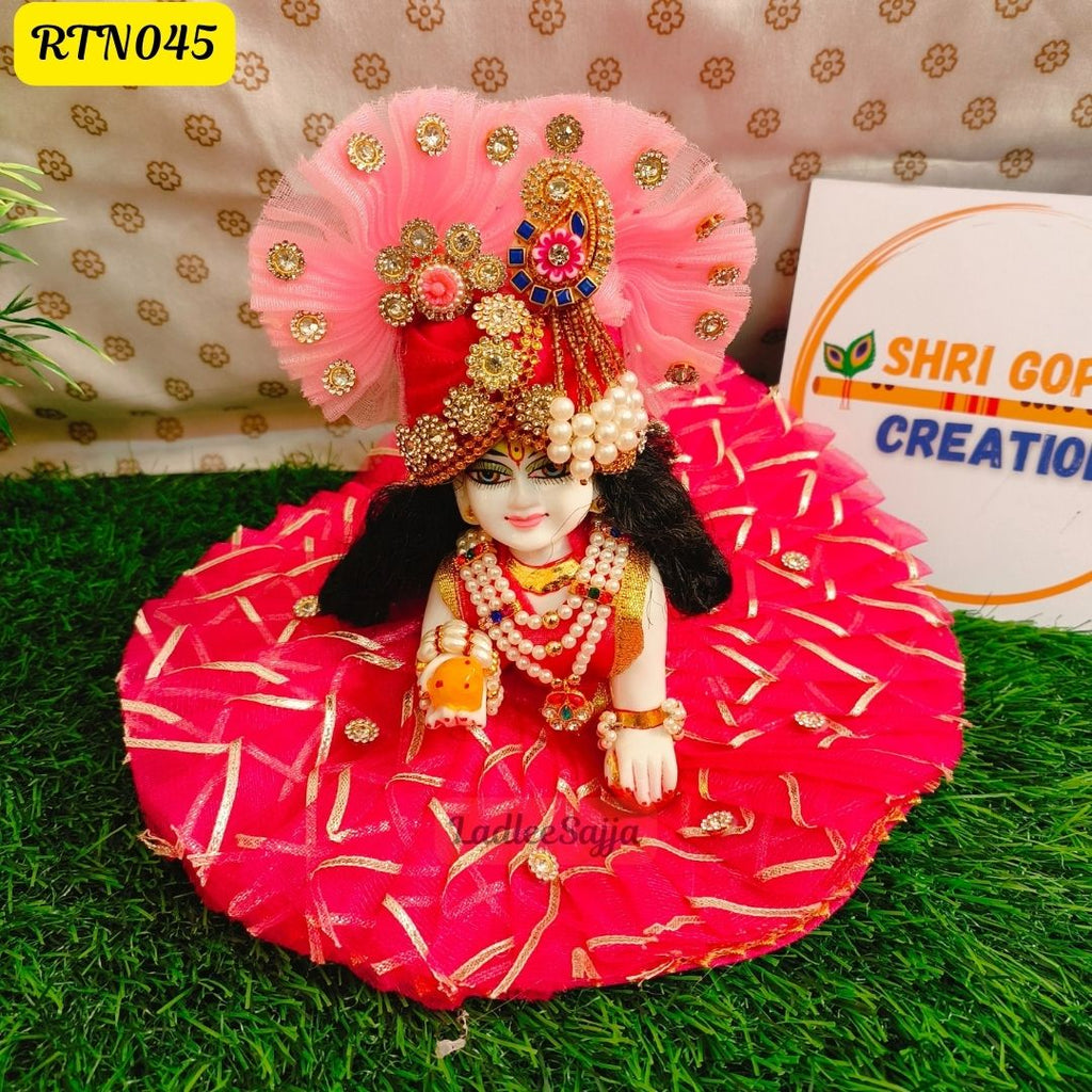 Bright Pink and Red Laddu Gopal Dress | RTN045