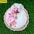 Elegant White Laddu Gopal Dress with Pink Floral Accents and Matching Pagdi | RTN049