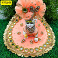 Peach Zari Stone Work Pearl Work Poshak for Laddu Gopal | RTN051