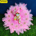 Pink Pearl Work Feather Zari Poshak for Laddu Gopal | RTN062