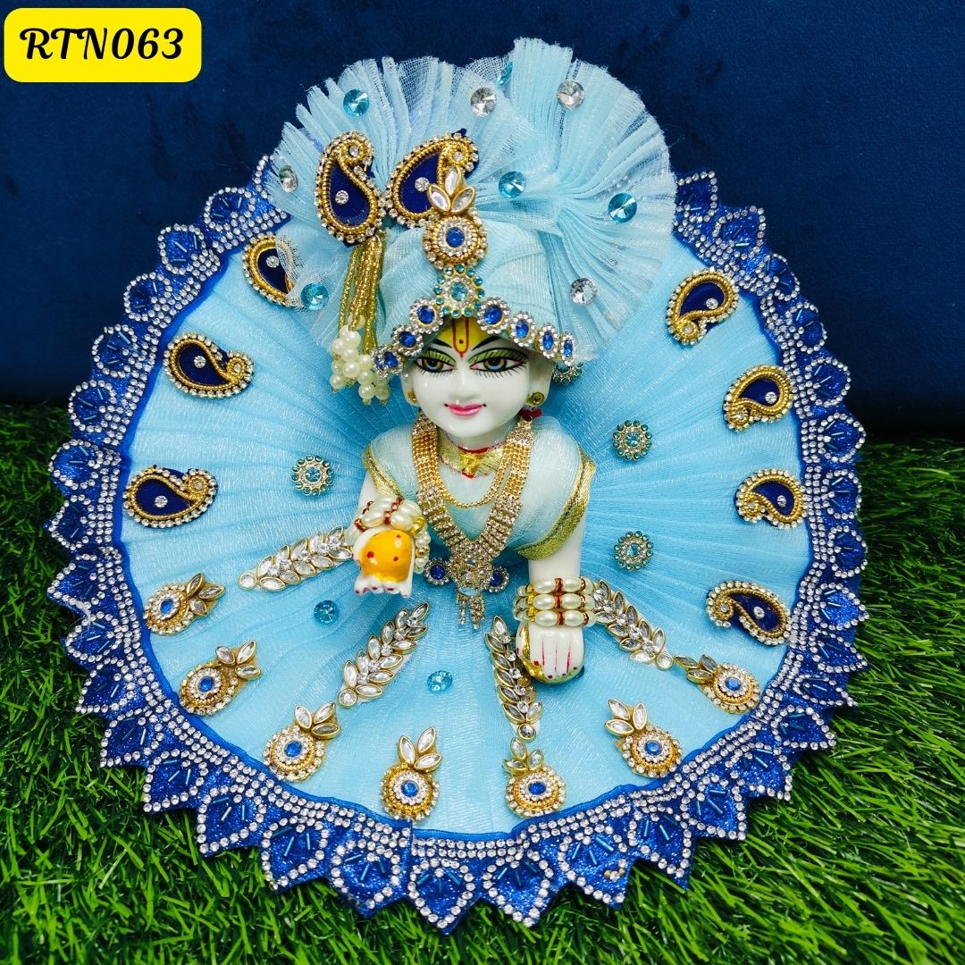 Elegant Blue Laddu Gopal Net Poshak  | RTN063