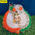 Tricolor Laddu Gopal Poshak with Floral Orange and Green Accents | RTN066
