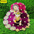 Wine Stone Work Zari Floral Beads Poshak for Laddu Gopal | RTN071