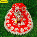 Red Stone Work Pearl Work Zari Floral Poshak for Laddu Gopal | RTN075