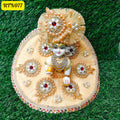 Golden Stone Work Pearl Work Zari Floral Poshak for Laddu Gopal | RTN077