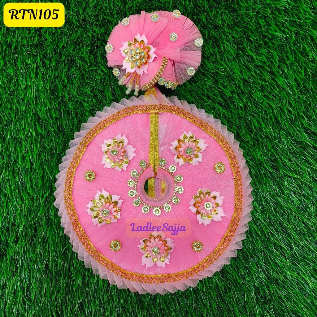 Charming Pink Laddu Gopal Dress with Floral Crown | RTN105