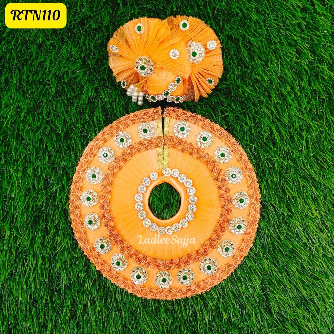 Vibrant Orange Laddu Gopal Dress with Floral Details | RTN110