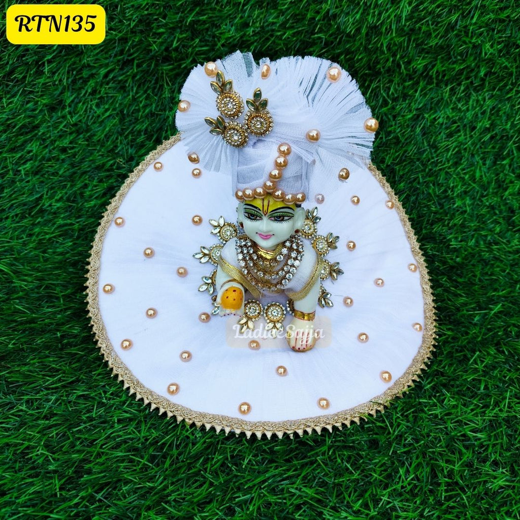 White Laddu Gopal Poshak – Classic Festive Look | RTN135