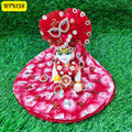 Red Stone Work Zari Floral Beads Poshak for Laddu Gopal | RTN138