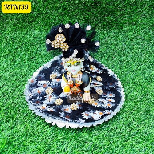Black Floral Laddu Gopal Dress || RTN139