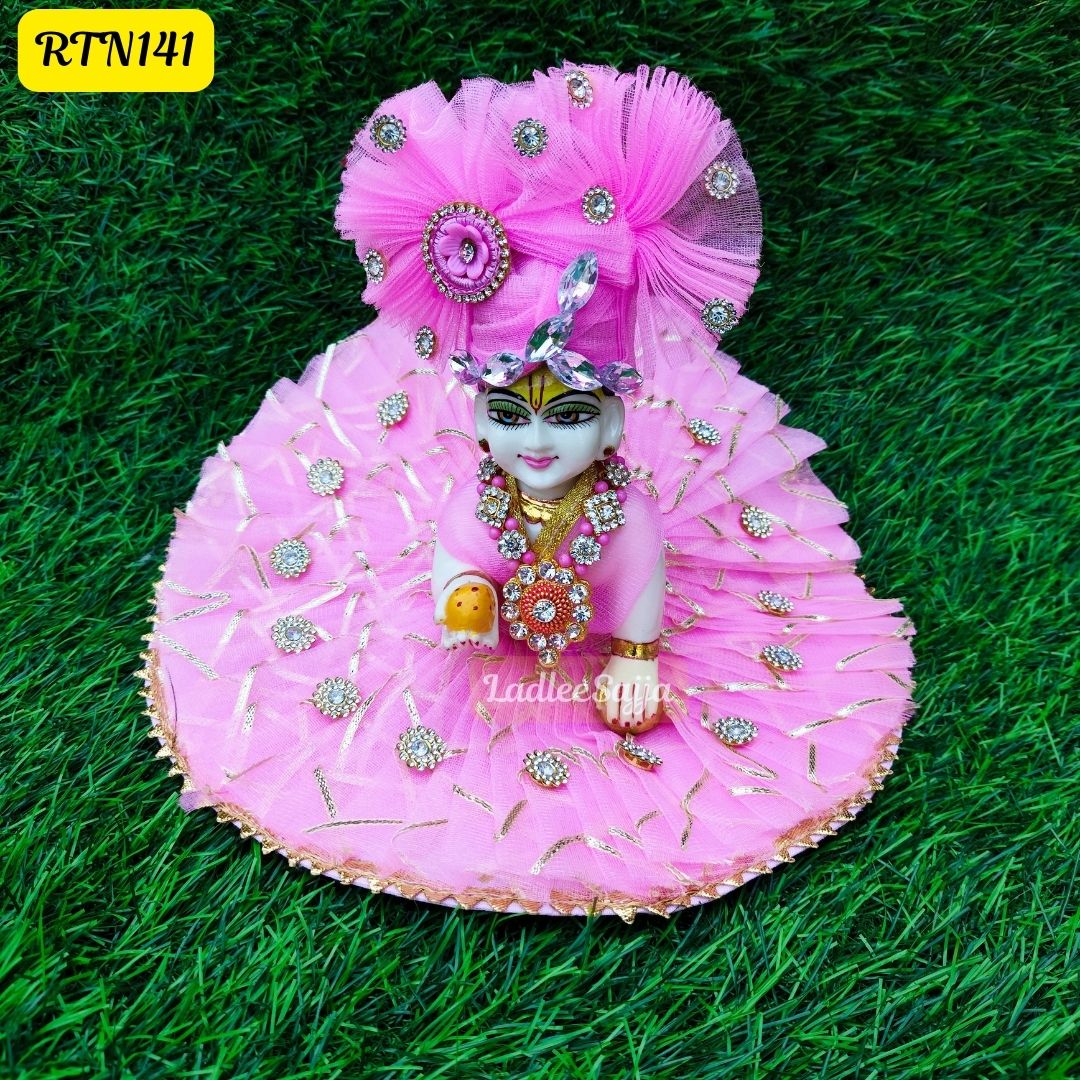 Golden Pink Laddu Gopal Dress | RTN141