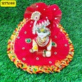 Red Stone Work Zari Floral Poshak for Laddu Gopal | RTN144