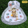 White Stone Work Pearl Work Zari Sequins Poshak for Laddu Gopal | RTN185