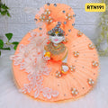 Peach Pearl Work Zari Floral Stone Work Poshak for Laddu Gopal | RTN191