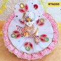 White Stone Work Zari Floral Beads Poshak for Laddu Gopal | RTN200